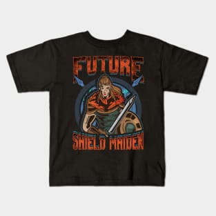 Female Viking Future Shield Maiden Warrior Kids T-Shirt